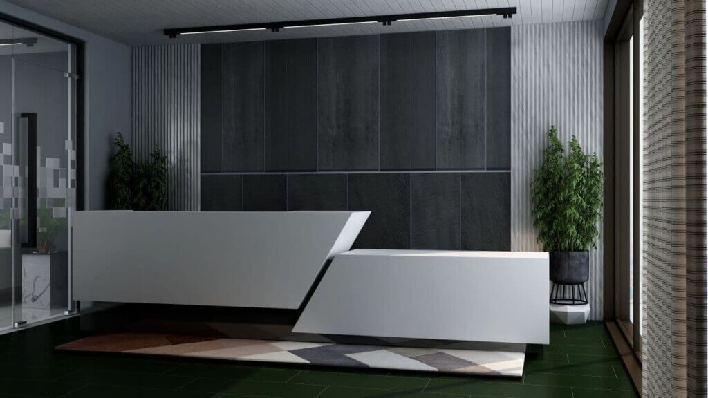 例2.シックで高級感のある受付【シック・モノトーン系】