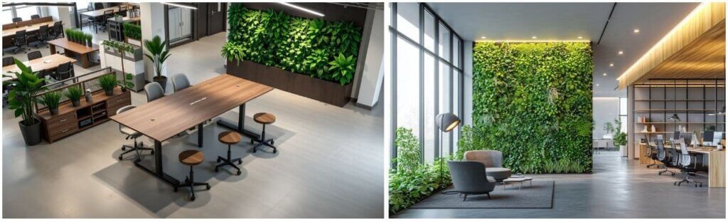 例4.グリーンをふんだんに取り入れたオフィス【グリーン・ナチュラル系】