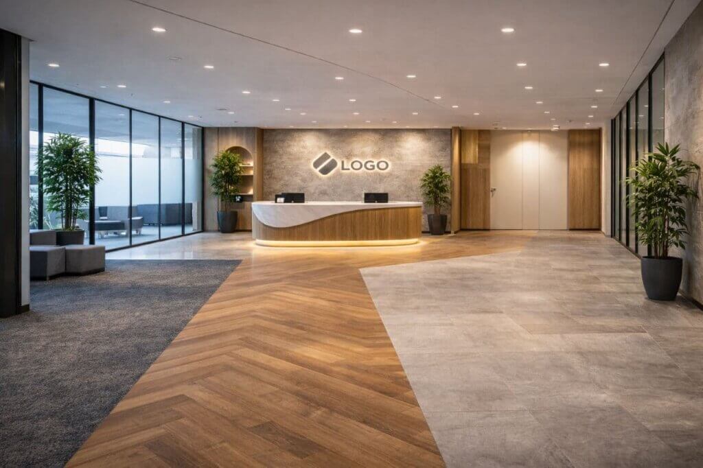 床材でゾーニングを行う