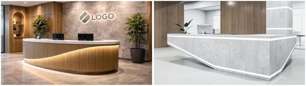 受付カウンターを造作デザインにする