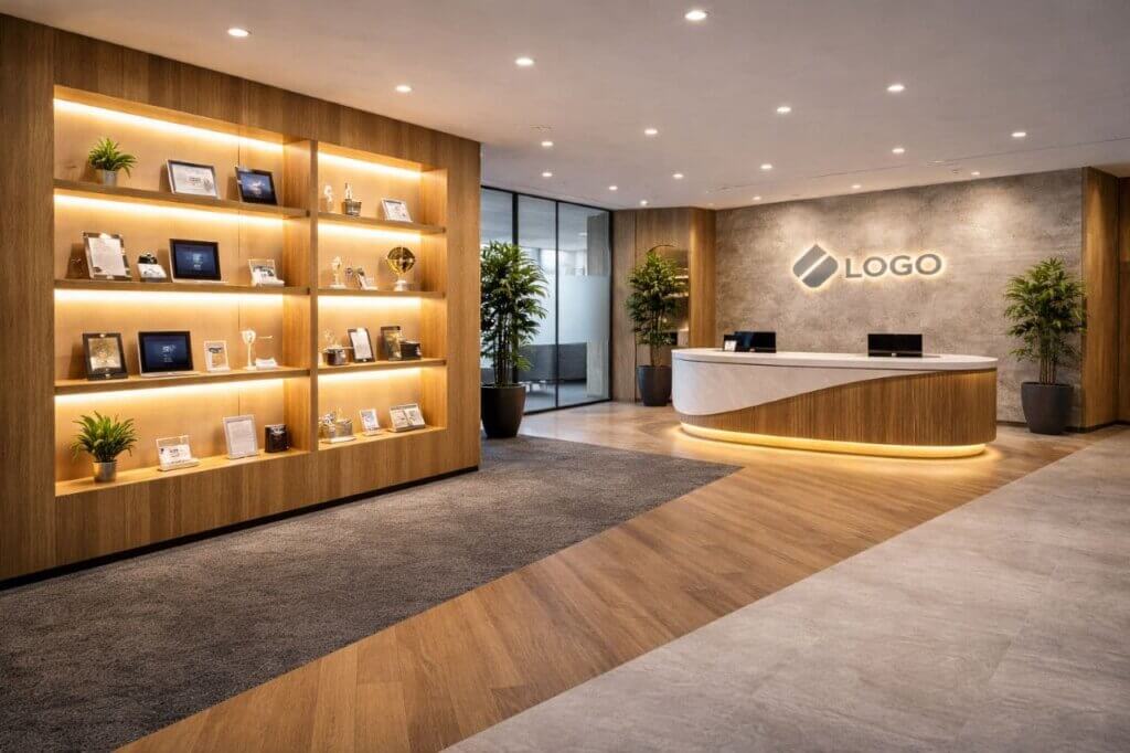 間接照明付きの造作棚を設置する